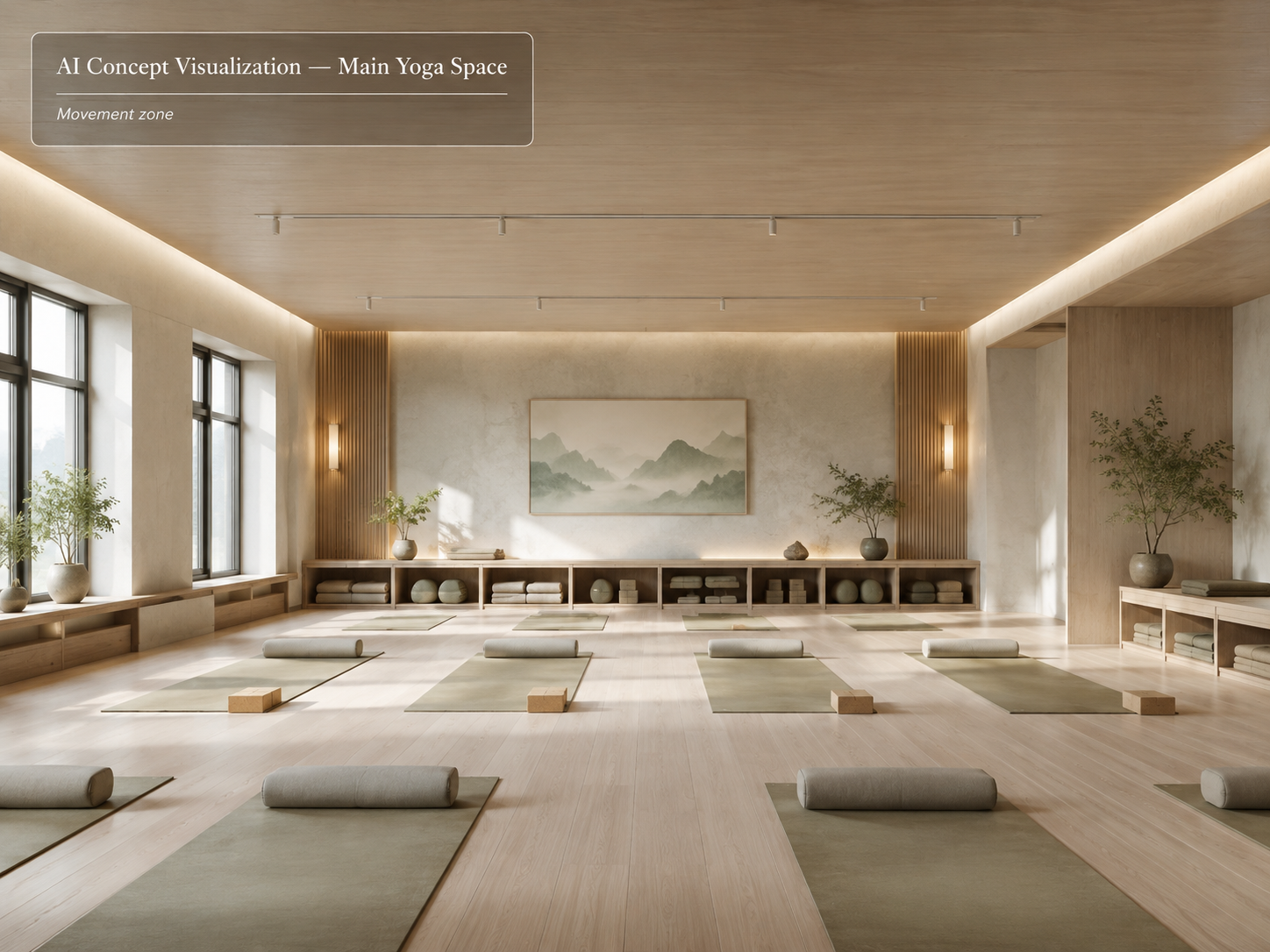Main yoga space concept visualization for Case 001